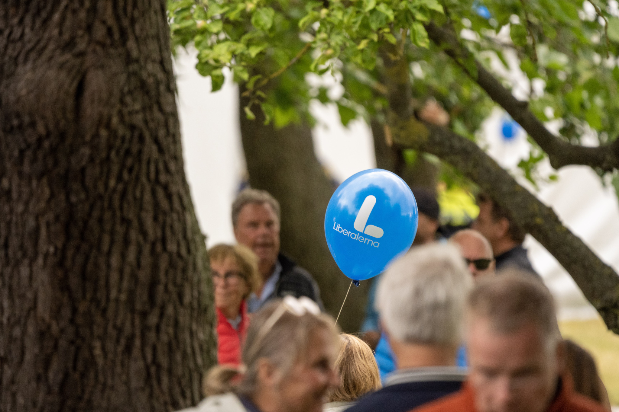 Blå ballong med Liberalernas logga. Liberalerna nära dig
