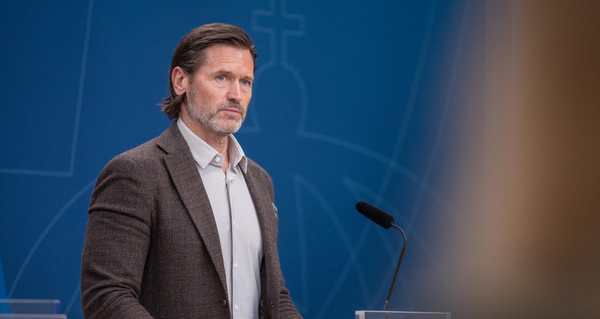 Martin Melin, rättspolitisk talesperson (L) deltar på pressträff med regeringen. ​R​egeringen: ​nya verktyg ​för att bekämpa sexualbrott mot barn.